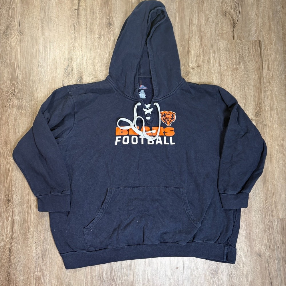 Chicago Bears NFL Lacer Hoodie Pullover Sweatshirt Mens 3X Blue Navy